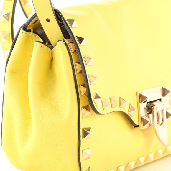 Valentino Garavani Rockstud Crossbody Bag Leather Mini Yellow - Picture 8 of 10